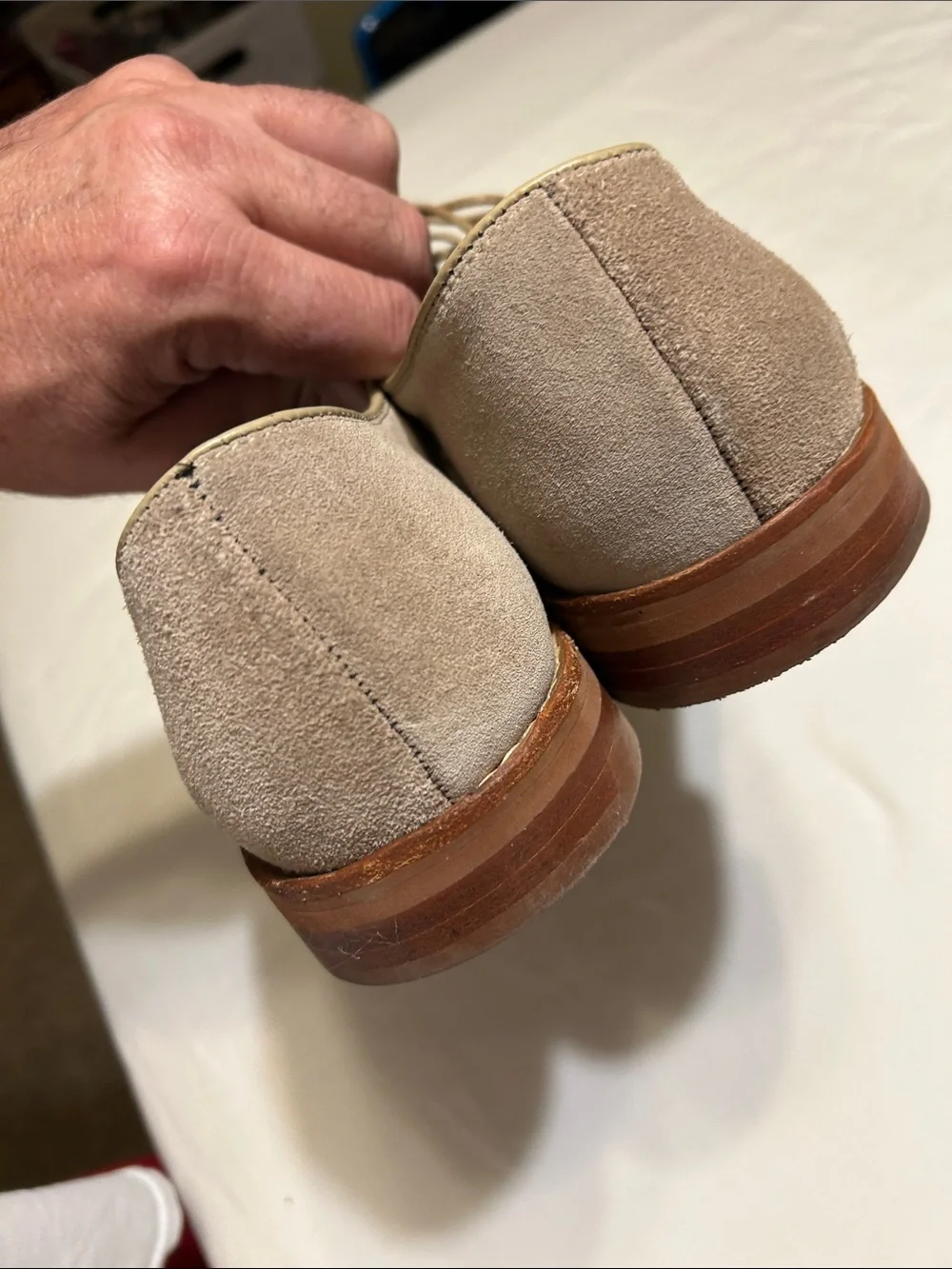 Allen Edmonds Taupe Suede Derby Shoes